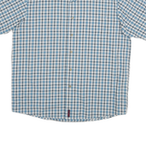 WRANGLER Mens Blue & White Check Shirt L Cotton Blend Casual Short Sleeve