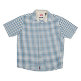 WRANGLER Mens Blue & White Check Shirt L Cotton Blend Casual Short Sleeve