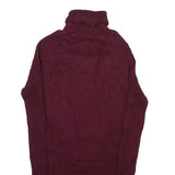 IT'S OUR TIME Womens Maroon Plain Roll Neck Basic Knit L Rayon Jumper