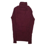 IT'S OUR TIME Womens Maroon Plain Roll Neck Basic Knit L Rayon Jumper