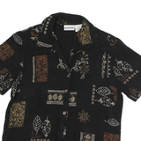 LIZ BAKER Womens Black Brown Floral Pattern Shirt S Cotton Relaxed Fit