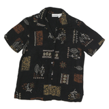 LIZ BAKER Womens Black Brown Floral Pattern Shirt S Cotton Relaxed Fit