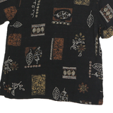 LIZ BAKER Womens Black Brown Floral Pattern Shirt S Cotton Relaxed Fit