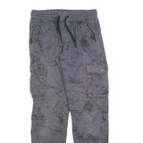 CHAPTER Boys Cotton Blend Grey Slim Drawstring Cargo Trousers W26 L30 Casual