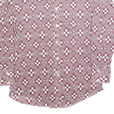 JC PENNY Mens Burgundy & White Check Rayon Shirt M Long Sleeve Casual