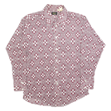 JC PENNY Mens Burgundy & White Check Rayon Shirt M Long Sleeve Casual