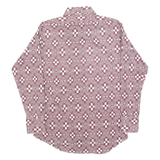 JC PENNY Mens Burgundy & White Check Rayon Shirt M Long Sleeve Casual