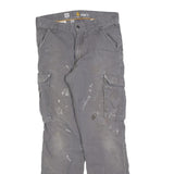CARHARTT Mens Cotton Blend Grey Relaxed Cargo Trousers W32 L31 Durable Workwear