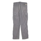 CARHARTT Mens Cotton Blend Grey Relaxed Cargo Trousers W32 L31 Durable Workwear
