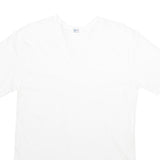 Mens White Plain Cotton T-Shirt S Short Sleeve V-Neck Basic Casual Top