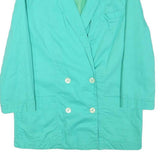 Womens Turquoise Button Cotton Blend Jacket S Plain Casual Light Outerwear