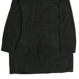 Mens Black Long Sleeve Button Jacket Polyester Classic Coat L Plain Warm