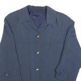 Womens Blue Button Closure Casual Jacket L Polyester Blend Plain Lightweight