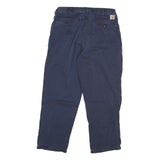 CARHARTT Mens Cotton Blend Navy Blue Relaxed Straight Trousers W34 L30 Workwear