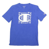 CHAMPION Mens Blue Graphic T-Shirt M Short Sleeve Crew Neck Cotton Blend