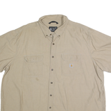 CARHARTT Mens Beige Cotton Blend Workwear Shirt 3XL Button Pocket Casual