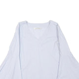 ZARA Womens Blue & White Printed Top Bell Sleeve V-Neck Size M Summer Style