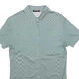 ERFOLG Womens Green & White Polka Dot Shirt Short Sleeve Collared M Button Front