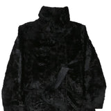 Womens Black Faux Fur Button Jacket M Polyester Blend Plush Soft Warm Outerwear