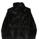 Womens Black Faux Fur Button Jacket M Polyester Blend Plush Soft Warm Outerwear