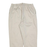 LANDS END Womens Cotton Blend Beige Relaxed Straight Trousers W30 L30 Casual