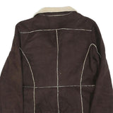 ANDREW MARC Womens Brown & Cream Button Jacket S Polyester Blend Plain Button