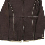 ANDREW MARC Womens Brown & Cream Button Jacket S Polyester Blend Plain Button