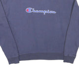CHAMPION Mens Blue Cotton Blend Crew Neck L L Logo Sweatshirt