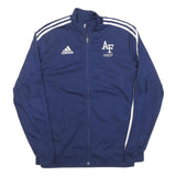 ADIDAS Mens Navy Blue Track Jacket M Polyester Blend Zip Plain Sportswear
