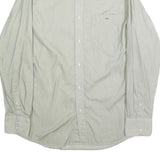 LACOSTE Mens White & Grey Shirt M Cotton Button-Down Collar Long Sleeve Classic