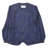 ARIANNA Womens Blue Button Jacket XXS Polyester Blend Paisley Elegant