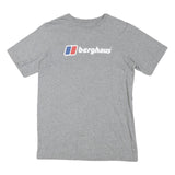 BERGHAUS Mens Grey Cotton Blend T-Shirt S Short Sleeve Crew Neck Logo Print