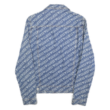 GUESS Mens Blue Denim Button Jacket S Cotton Printed Logo Patterned