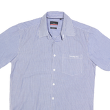 PIERRE CARDIN Mens Blue Striped Shirt M Cotton Blend Regular Fit Casual Summer