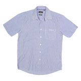PIERRE CARDIN Mens Blue Striped Shirt M Cotton Blend Regular Fit Casual Summer