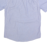 PIERRE CARDIN Mens Blue Striped Shirt M Cotton Blend Regular Fit Casual Summer