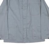 Mens Grey Cotton Blend Button Jacket L Plain Button Closure Classic Fit