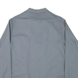 Mens Grey Cotton Blend Button Jacket L Plain Button Closure Classic Fit