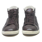 LACOSTE Womens High Top Trainers Boots Brown Leather UK 6.5 Faux Fur Winter
