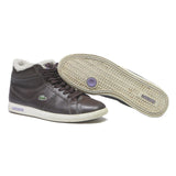 LACOSTE Womens High Top Trainers Boots Brown Leather UK 6.5 Faux Fur Winter