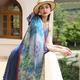 Anyyou 100% Mulberry Silk Royal Blue Scarf Women Luxury Long Shawl – Beach Wear, Swimwear Cover Up, Pashmina Face Shield Foulard Fashion Accessory