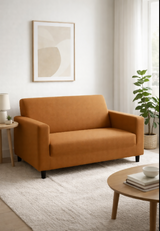 Anyseat 2-Seater Sofa Cover – Plain Caramel Style Slipcover for Living Room Chair Protection