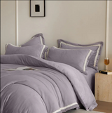 Anycozy Duvet Cover Set – Purple Ultra Soft Velvet Bedding with Flat Sheet