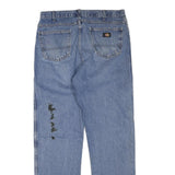 DICKIES Mens Jeans Blue Regular Straight Denim Medium W34 L34 Zip Cotton Blend