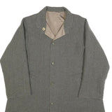 Womens Grey Plain Classic Jacket M Woven Button Closure Long Sleeve