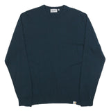 CARHARTT Mens Blue Plain Pullover Crew Neck Basic Knit M Jumper Wool Blend