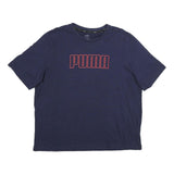 PUMA Mens Navy Blue Cotton Logo Print T-Shirt 2XL Short Sleeve Crew Neck Casual