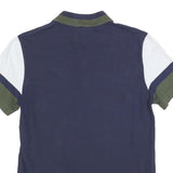 LACOSTE Mens Navy Blue & White Colourblock Short Sleeve Cotton Blend Polo Shirt