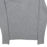 TOMMY HILFIGER Girls Grey Plain Cotton Jumper V-Neck Cable Knit L Lightweight