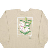 HANES Womens Beige Floral Print Crew Neck XL Cotton Blend Sweatshirt Casual